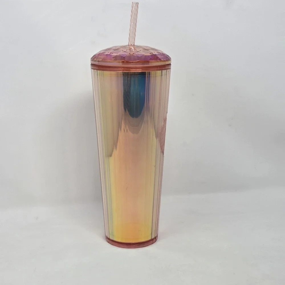 Starbucks Tumbler 2020 Summer Rose Gold Iridescent Kaleidoscope Dome Lid‎